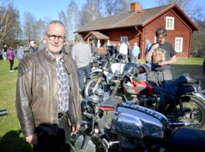 Christer Gustafsson åkte nästan nio mil enkel väg på motorcykel för att vara med på träffen. "Det var mycket mer cyklar här än vad jag hade trott", säger han.