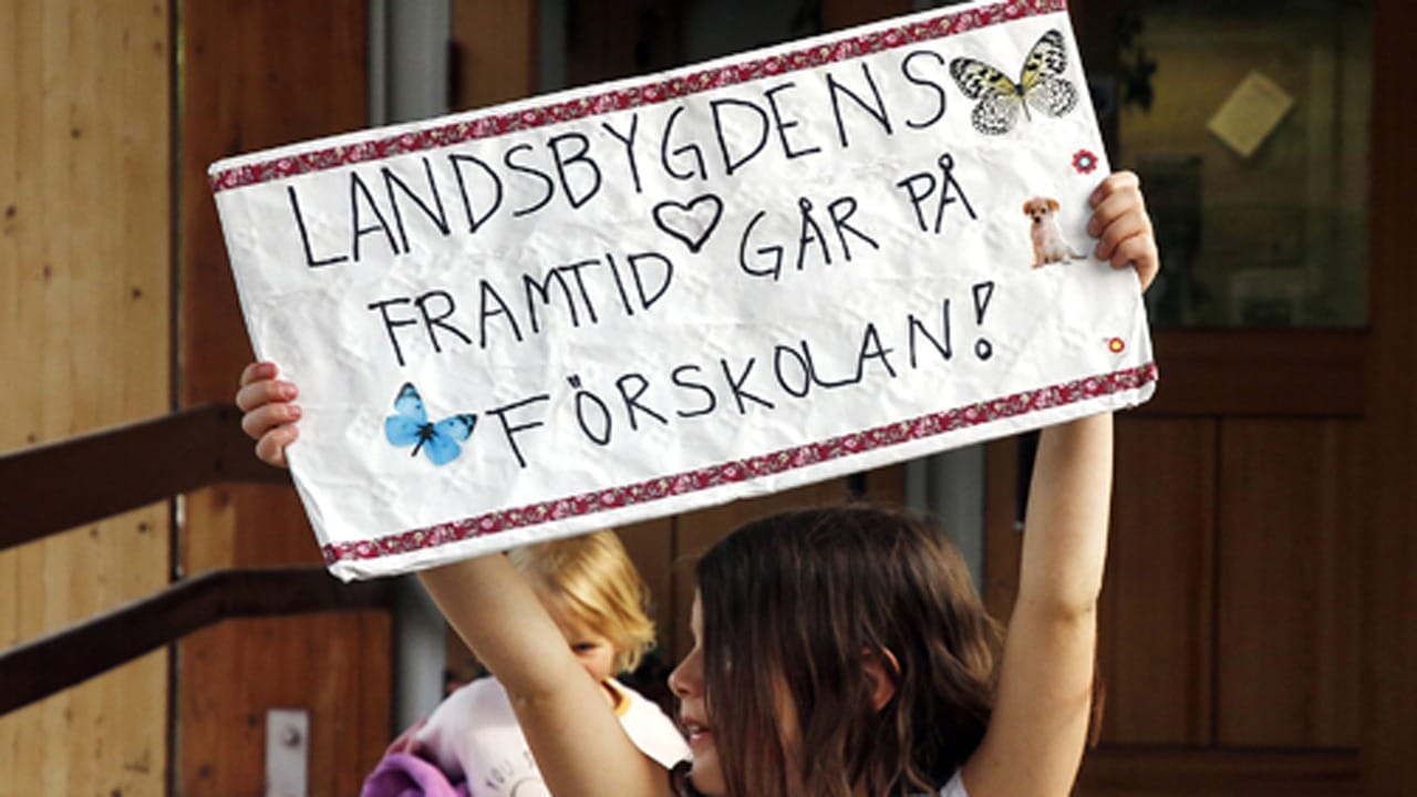 Protest mot förslaget att lägga ner Stjärnsunds förskola, 2019.