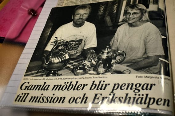 Tidningsurklipp från Erikshjälpens tidiga år i Hedemora.